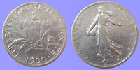 France 2 Francs 1900 semeuse de Roty, gad.532 TB à TTB -