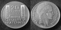 France 20 Francs Turin 1938, 3e République, Gad.852, 20,00g, TTB -