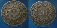 Schweiz, Switzerland, Suisse 20 rappen Schweiz, Suisse 1858 B, HMZ.1207, TTB -