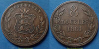 Guernesey 8 doubles Guernesey 1864, KM.7 TTB -