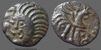 Bellovaci, Bellovaques, Pagus castulugi bronze Bellovaques, Bellovaci au coq et à la tête humaine, DT 509, 15/16mm, 1,82g, TTB à SUP R! -