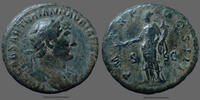 Roman Empire AS Hadrianus, Hadrien, AS Rome en 121-122, PAX PM TR P COS III SC, RIC 616a, 27mm, 11,90g, TB à TTB -
