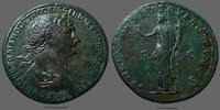 Roman Empire sestertius Trajanus, Trajan Rome en 116, Senatus Populusque Que Romanus SC, RIC 671, 34mm, 27,80g, traces de lissage, SUP/Q.SUP -