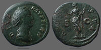 Roman Empire sesterce Faustina, Diva Faustina, Faustine sénior Rome après 147, AUGUSTA SC, RIC 1120, 32mm, 22,91g, traces de lissage sinon TTB+ -