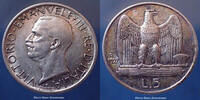 Italie, Italia, Italiane Italia, Italie, Vittorio Emanuele III, 5 lires 1927, KM.67, quelques traces sinon TTB à SUP -