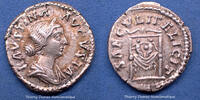 Roman Empire denarius Faustina minor, Faustine fille Roma en 161-175, Pulvinar, RIC 711, 17mm, 3,27g, SUP -