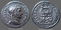 Roman Empire argenteus Maximianus Herculius, Maximien Hercule Ticinum en 295, VICTORIA SARMAT, RIC 16b, 19mm, 2,87g, patine, SUP à FDC -