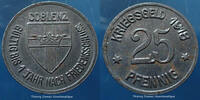 Coblenz Allemagne 25 pfennig Coblenz 1918 Funck 80.2 légère oxydation au revers sinon TTB à SUP -