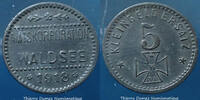 Waldsee Württemberg 5 pfennig Waldsee Württemberg 1918 Funck 569.1 quelques traces sinon P.SUP -