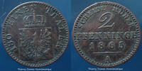 Brandenburg Preussen 2 pfennig Brandenburg Preussen 1865 A J.51 TTB+ -