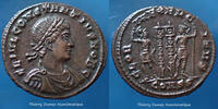 Roman Empire nummus Constantius II, Constance II Constantinople en 330-333, Gloria Exercitus, RIC 61, 18mm, 2,52g, SUP à FDC -