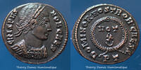 Roman Empire nummus Crispus Ticinum en 322-325, Dominor Nostror Caess, RIC 170, 19mm, 3,40g, SUP à FDC Beau style de buste! -