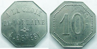 Remiremont 10 centimes Remiremont, A.DEMESY, à la croix de Lorraine E.manque Zn/Ni TTB+ -