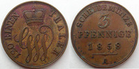 Allemagne, Deutschland, Schaumburg Lippe 3 pfennig Schaumburg Lippe 1858, J.10 TTB -