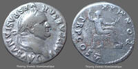 Roman Empire denarius Vespasianus, Vespasien Rome en 74, PON MAX TR P COS V, RIC 703, 19mm, 3,28g, TB à TTB -