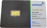 1 Goldbarren 1 Gramm Feingold / Goldbarren Polierte Platte (PP)
