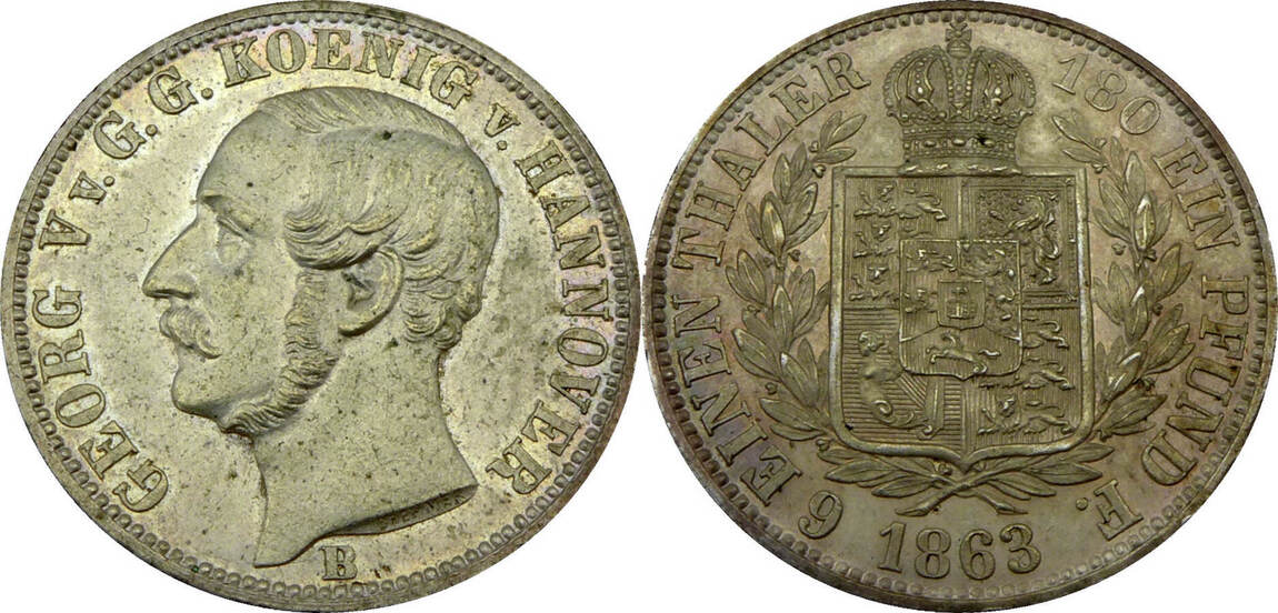 Altdeutschland / Hannover 1/6 Taler 1863 B Georg V. (1851-1866) - König ...