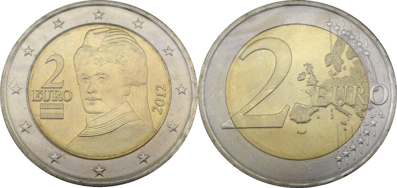 Österreich 2 Euro 2012 Bertha Freifrau von Suttner 2€ Kursmünze Bankfrisch Österreich 2 Euro 2012 Bertha Freifrau von Suttner 2€ Kursmünze Bankfrisch