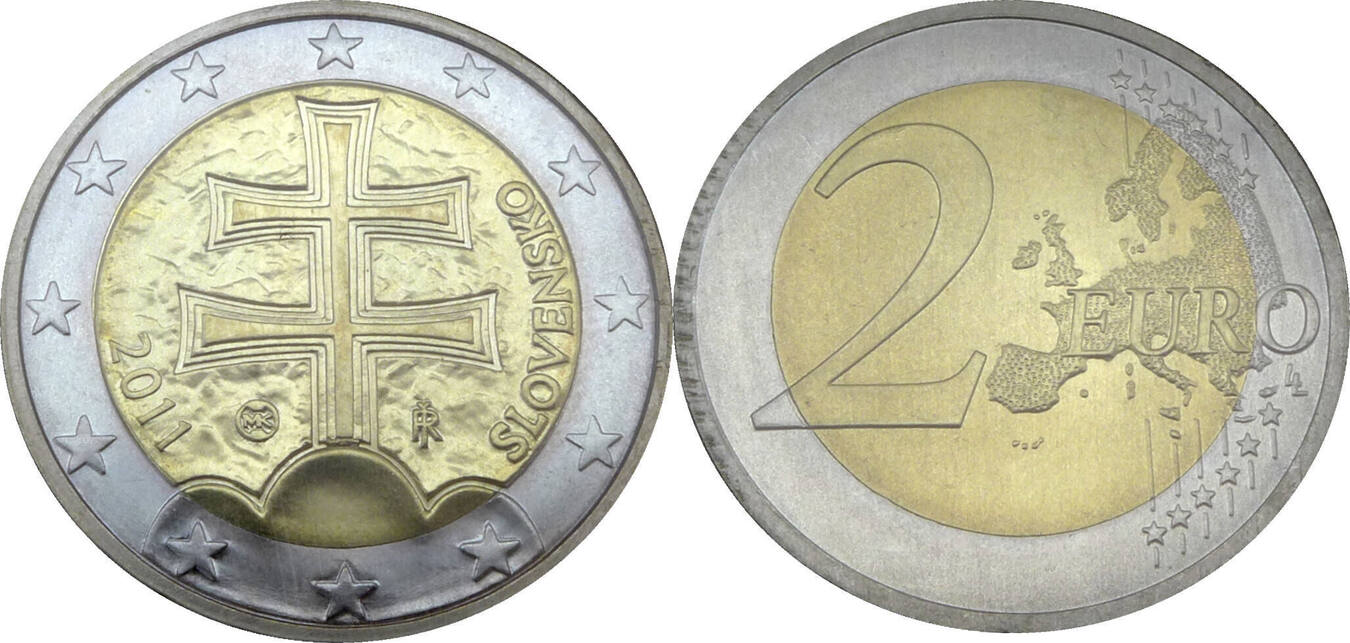 Slowakei 2 Euro 2011 Doppelkreuz Auf Drei Bergen 2 Kursm nze Slowakei 2 Euro 2011 Doppelkreuz Auf Drei Bergen 2 Kursm nze