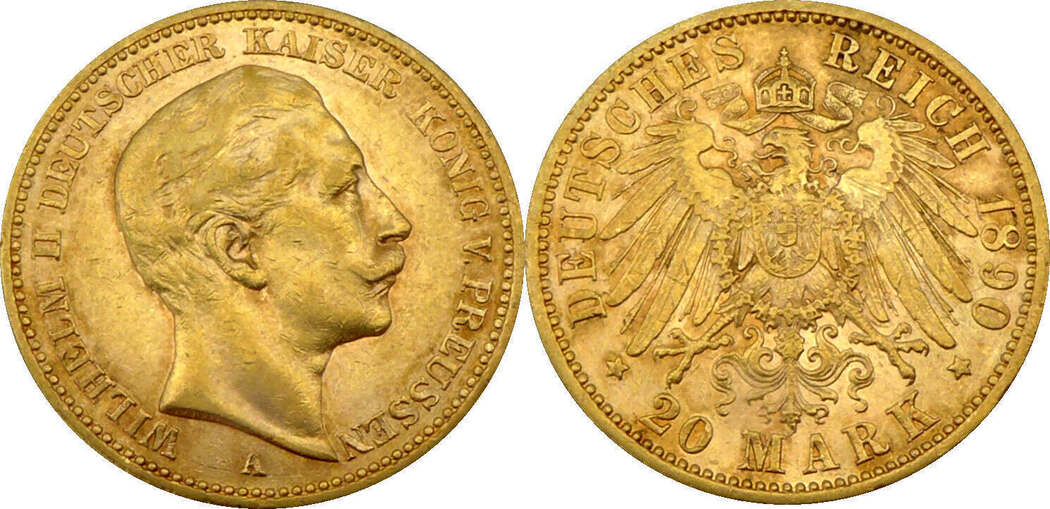 Preußen 20 Mark 1890 A Wilhelm II. (1888-1918) - Preussen - Zwanzig ...