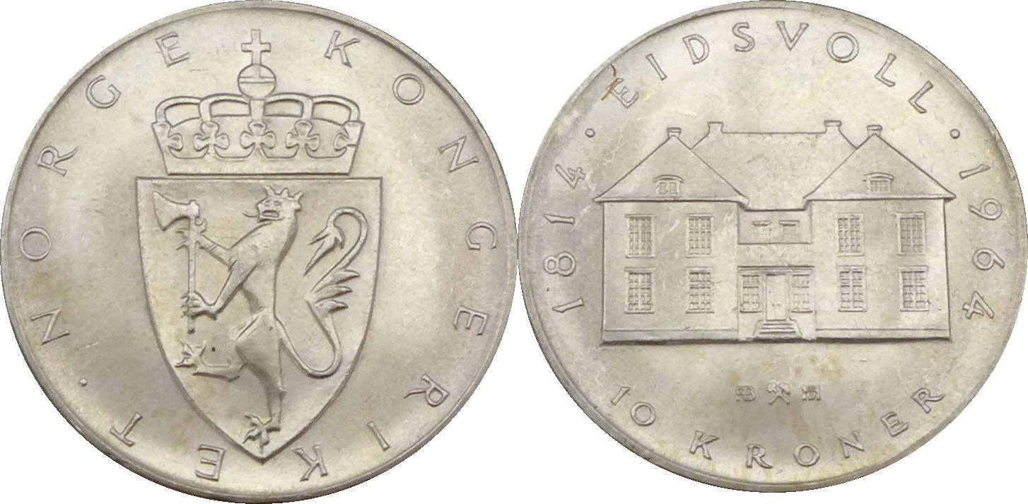 Norwegen 10 Kroner 1964 Haakon VII Eidsvoll 1814 F stgl MA Shops norwegen-10-kroner-1964-haakon-vii-eidsvoll-1814-f-stgl-ma-shops