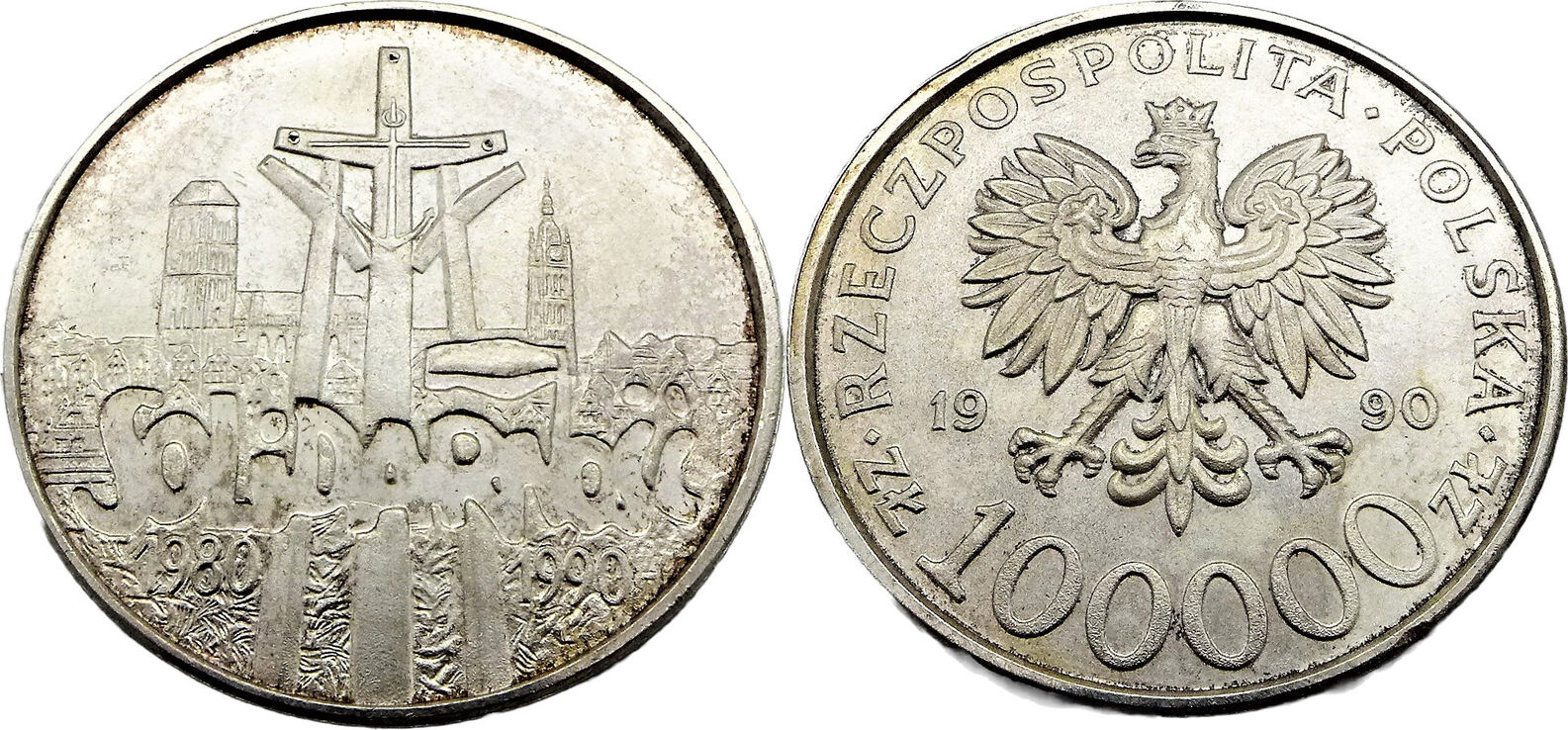 Polen 100000 Zloty / 1 Oz 1990 Solidarnosc,10 Jahre Gründung Des ...