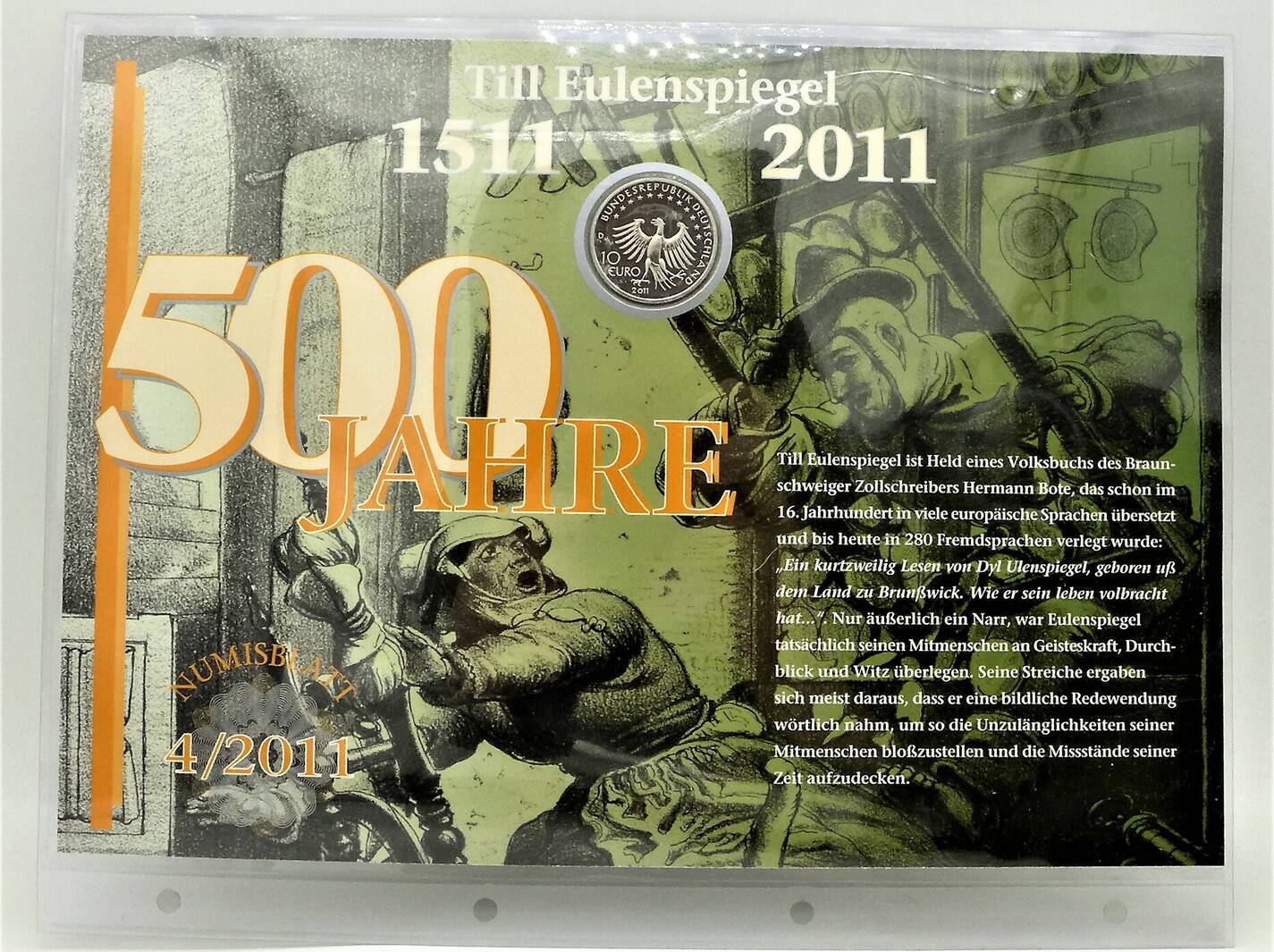 10 Euro Münze 500 Jahre Till Eulenspiegel Bundesrepublik Deutschland / BRD 10 Euro 2011 D 500 Jahre Till
