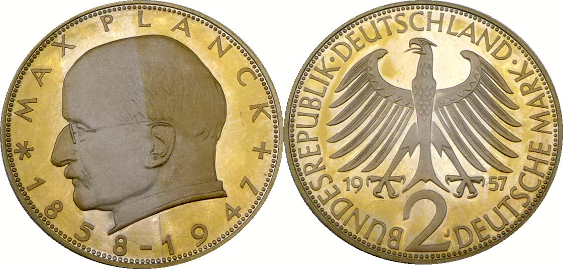 Bundesrepublik Deutschland / BRD 2 Deutsche Mark 1957 J Max Planck - 2