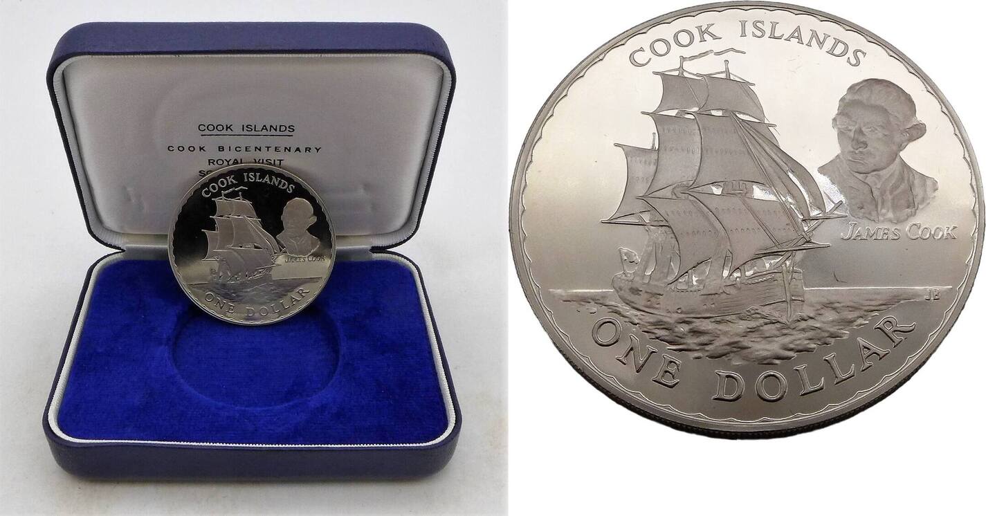 Neuseeland 1 Dollar 1970 Entdeckung der Cook Islands / James Cook