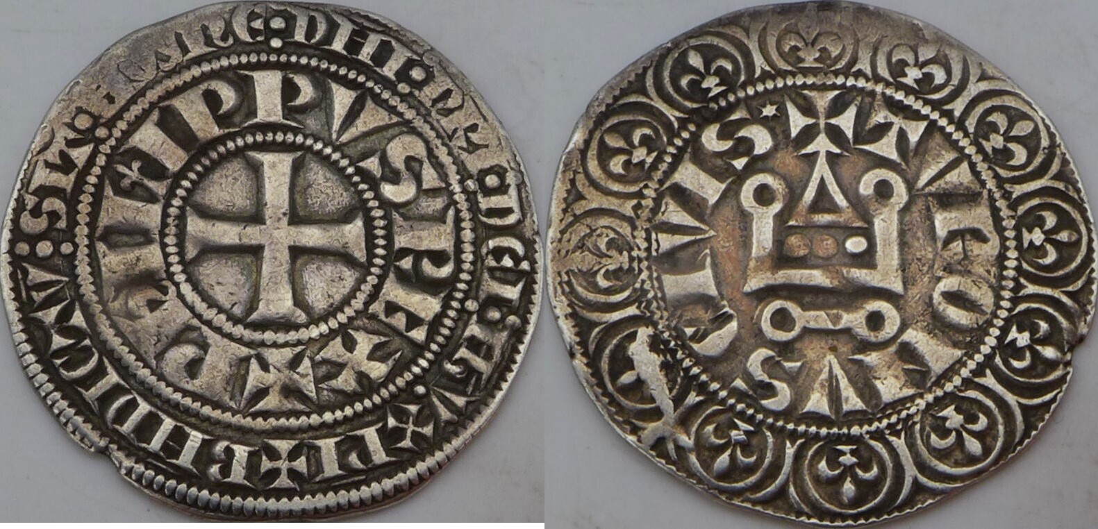 Frankreich Gros Tournois 12701285 Philip III. gutes Vzgl, mit Patina