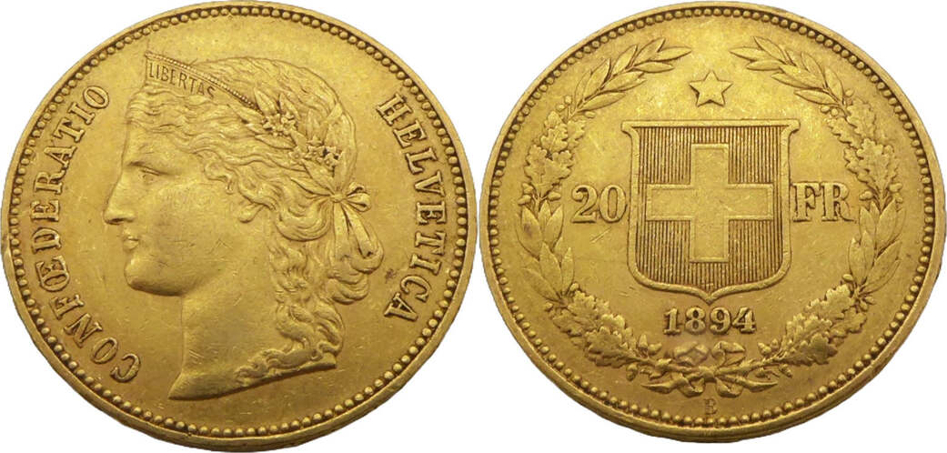 Schweiz 20 Franken 1894 B Vzgl
