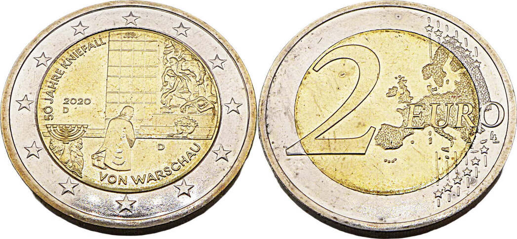 Bundesrepublik Deutschland / BRD 2 Euro 2020 D 50 Jahre Kniefall von