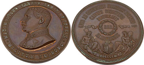 Italien Medaille 1853 Verhinderung des Attentats am Kaiser durch Lamoral O´Donell Stgl, leichte Pati