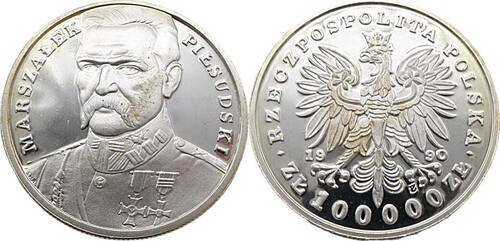 Polen 100000 Zloty 1990 Marschal Pilsudski Polierte Platte (PP),Proof