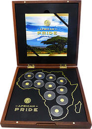 Afrika 11 Goldmünzen African Pride / Mixed Coin Set,Luxus Ausgabe Polierte Platte (PP)