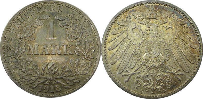 Deutschland 1913 F J17 1 Mark
