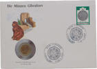 Gibraltar 5 Pence Abbildung eines Kriegdenkmals mit einem Affen - Numisbrief -