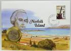 Australien / Norfolk Island 20 Cents Konterfei eines Mannes über dem Meerblick - Numisbrief -