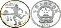 Volksrepublik China 10 Yuan (10 元) FIFA Fußball-Weltmeisterschaft USA 1994 - Eckstoß, selten! -