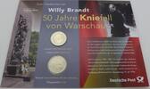 Bundesrepublik Deutschland / BRD 2 Mark + 2 Euro + Briefmarke 50 Jahre Kniefall von Warschau - Deutsche Post -