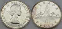Kanada 1 Dollar / Canada Dollar Elisabeth II. (1952-2022) - Pelzhändler und Indianer im Kanu -