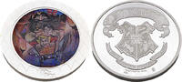 Harry Potter Medaille, Fahrt in Gringotts, versilbert mit Farbapplikation -