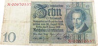 Weimarer Republik 10 Reichsmark Porträt von Albrecht Daniel Thaer -