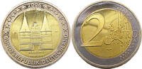 Bundesrepublik Deutschland / BRD 2 Euro Holstentor in Lübeck, Schleswig-Holstein -