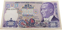 Türkei 1000 Lira Ein Porträt von Präsident Mustafa Kemal Atatürk -