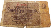 Weimarer Republik 2 Rentenmark Standard-Banknote, Rentenmark -