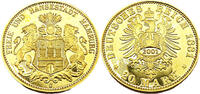 Hansestadt Hamburg 20 Mark 20 Mark, J.210, Kaiserreich Nachprägung, Vergoldet -