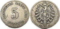 Kaiserreich 5 Pfennig 5 Pfennig, 1875 H, J.3 -