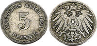 Kaiserreich 5 Pfennig 5 Pfennig, 1891 E, J.12 -
