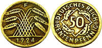 Weimarer Republik 50 Rentenpfennig 50 Rentenpfennig, 1924 F, J.310 -